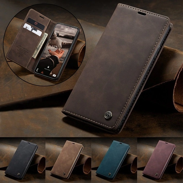 CaseMe Luxury Vintage Matte Leather Magnetic Flip Cover Phone Bag Case for iPhone