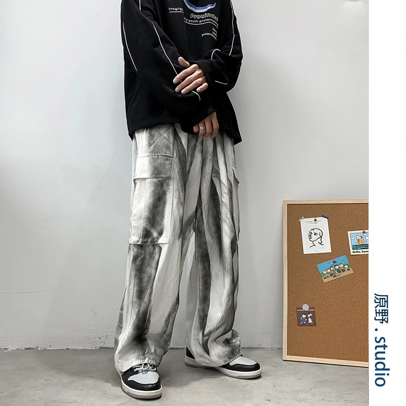 Plus Size Men Leisure Baggy Trousers Tie Dyes Oversized Fashionable Long Pants