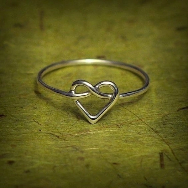 Simple Fashion Women Silver Plated Color Celtic Heart Knot Ring Love Knot Ring Infinity Heart Ring