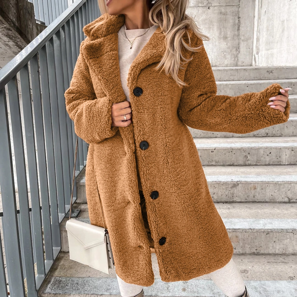 Women Flannel Winter Warm Teddy Bear Jacket Fluffy Coat Long Cardigan Overcoat