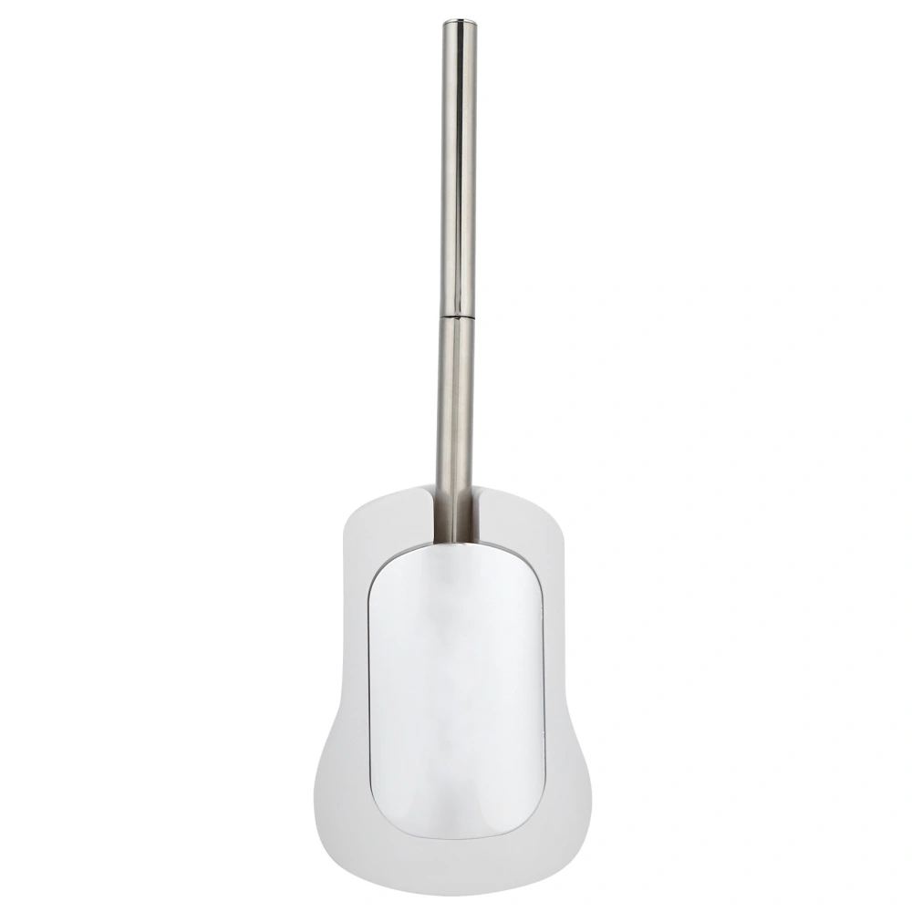 Wall Mounted Toilet Brush Holder with Plating Stainless Steel Handle for Bathroom OrganizationWhite