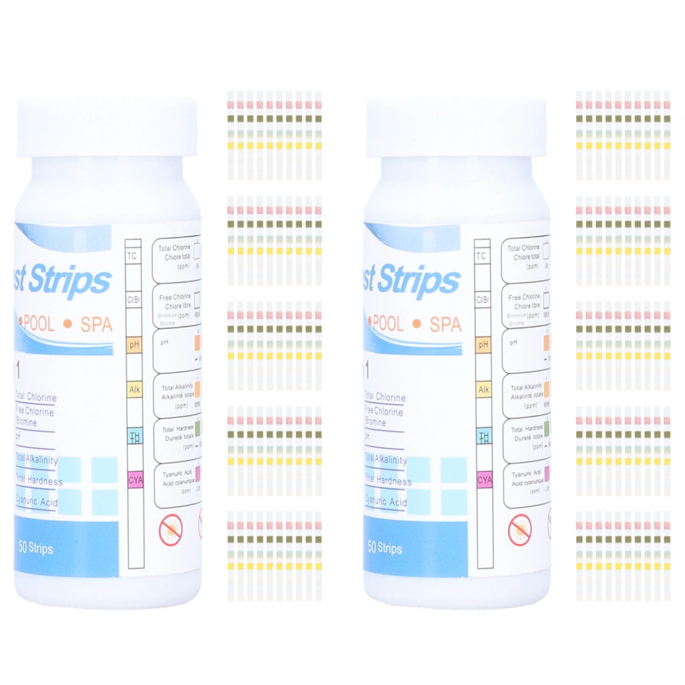 2 Bottle 6‑in‑1 Water Chemistry Test Strip Swimming Pool Spa Test Strips Garden Supplies