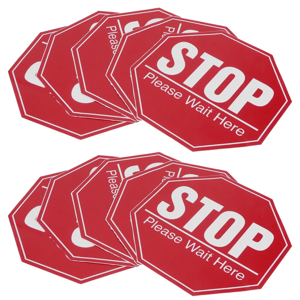 2 Set Floor Stop Sign Sticker Safety Distancing Floor Marker Warning Decal for Public Area Use