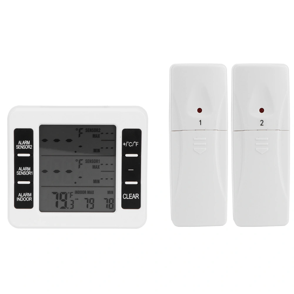 Refrigerator Thermometer Wireless Indoor LCD Digital Freezer Alarm Thermometerwith 2 Transmitter