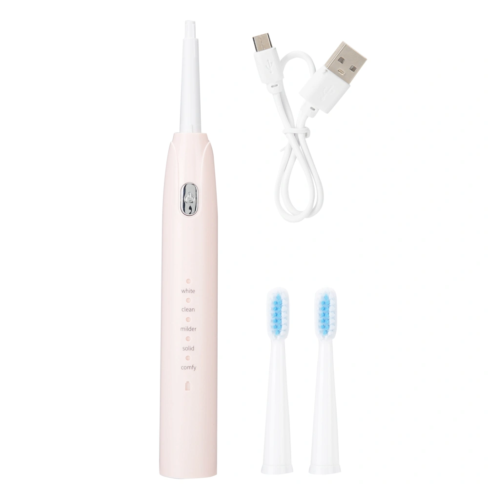 USB Charging Mute Electric Toothbrush Soft Hair Waterproof Adult Toothbrush with 5 ModesPink