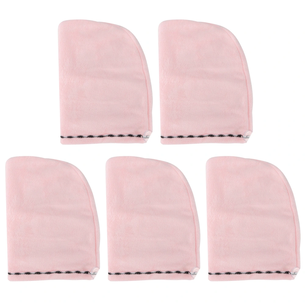 5Pcs Hair Drying Hat Cap Turban Absorbent Towel Wrap Bathing Supplies for Home TravelingPink