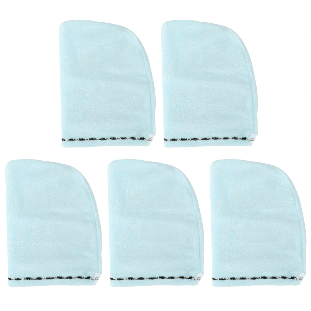 5Pcs Hair Drying Hat Cap Turban Absorbent Towel Wrap Bathing Supplies for Home TravelingBlue