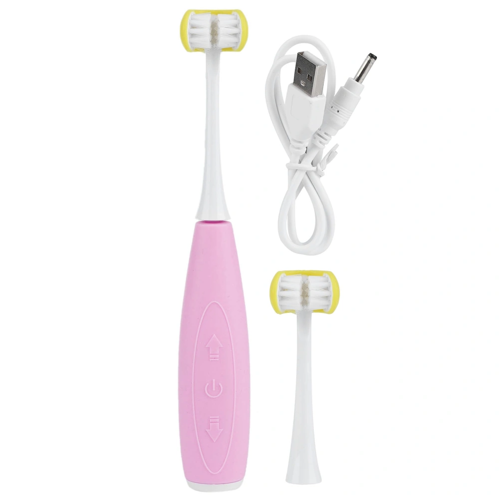 3 Sides Kid Electric Toothbrush Sonic Intelligent USB Rechargeable Teeth Cleaning ToolPink