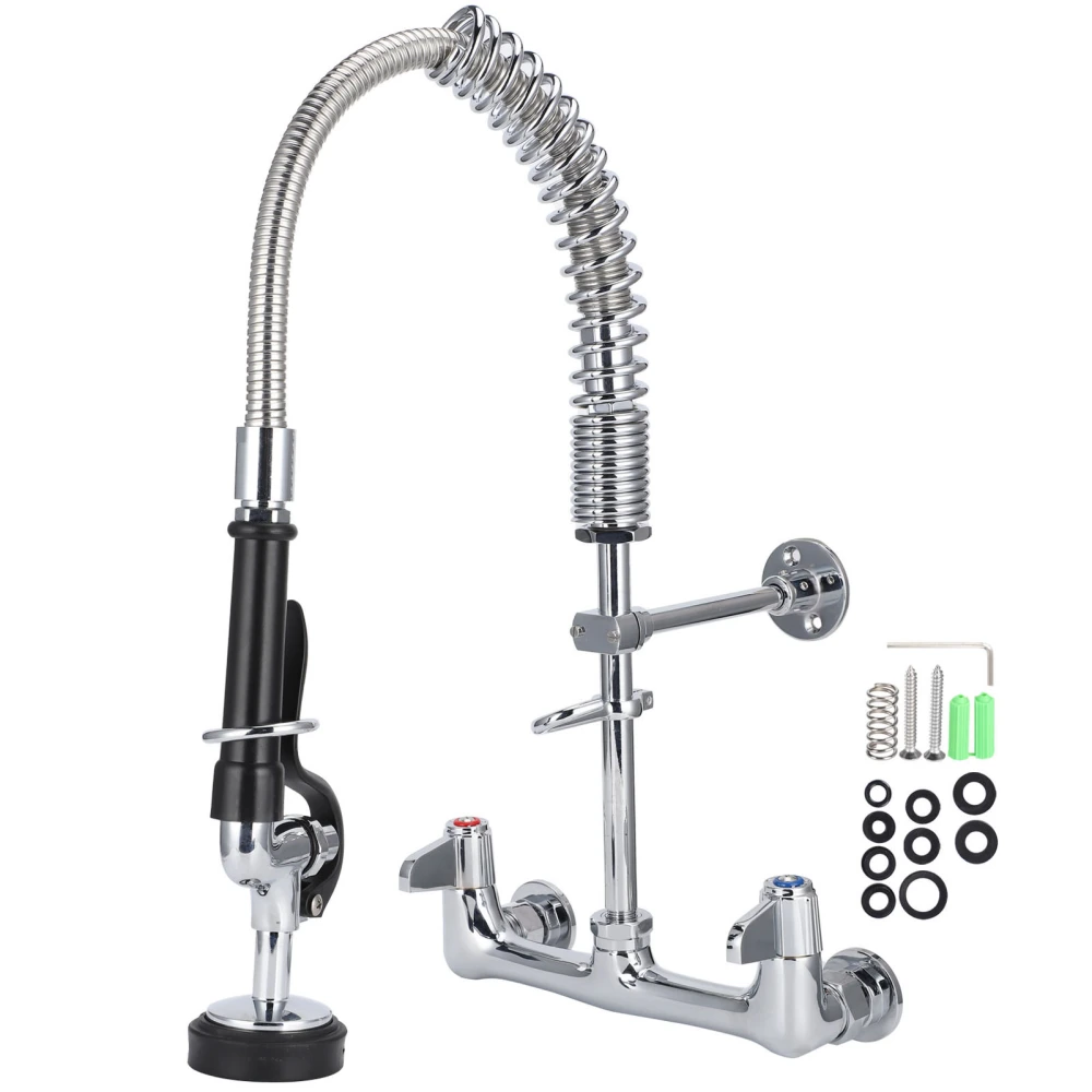 G1/2 Commercial Faucet with Sprayer Wall Mounted Sink Water Tap For Kitchen Restaurant(EQ7802A (Without Faucet) )