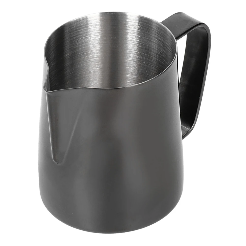 Multifunctional Coffee Cup Milk Frothing Pitcher Stainless Steel Latte Mug with HandleBlack 350ml