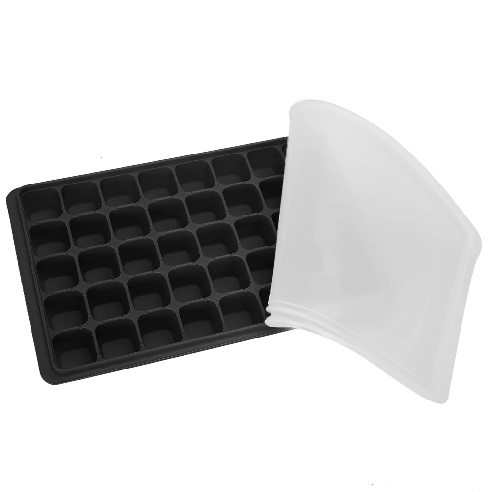 Ice Cubes Tray Molds Reusable 40 Cavity Silicone Ice Cubes Molds with Covers for Home KitchenBlack