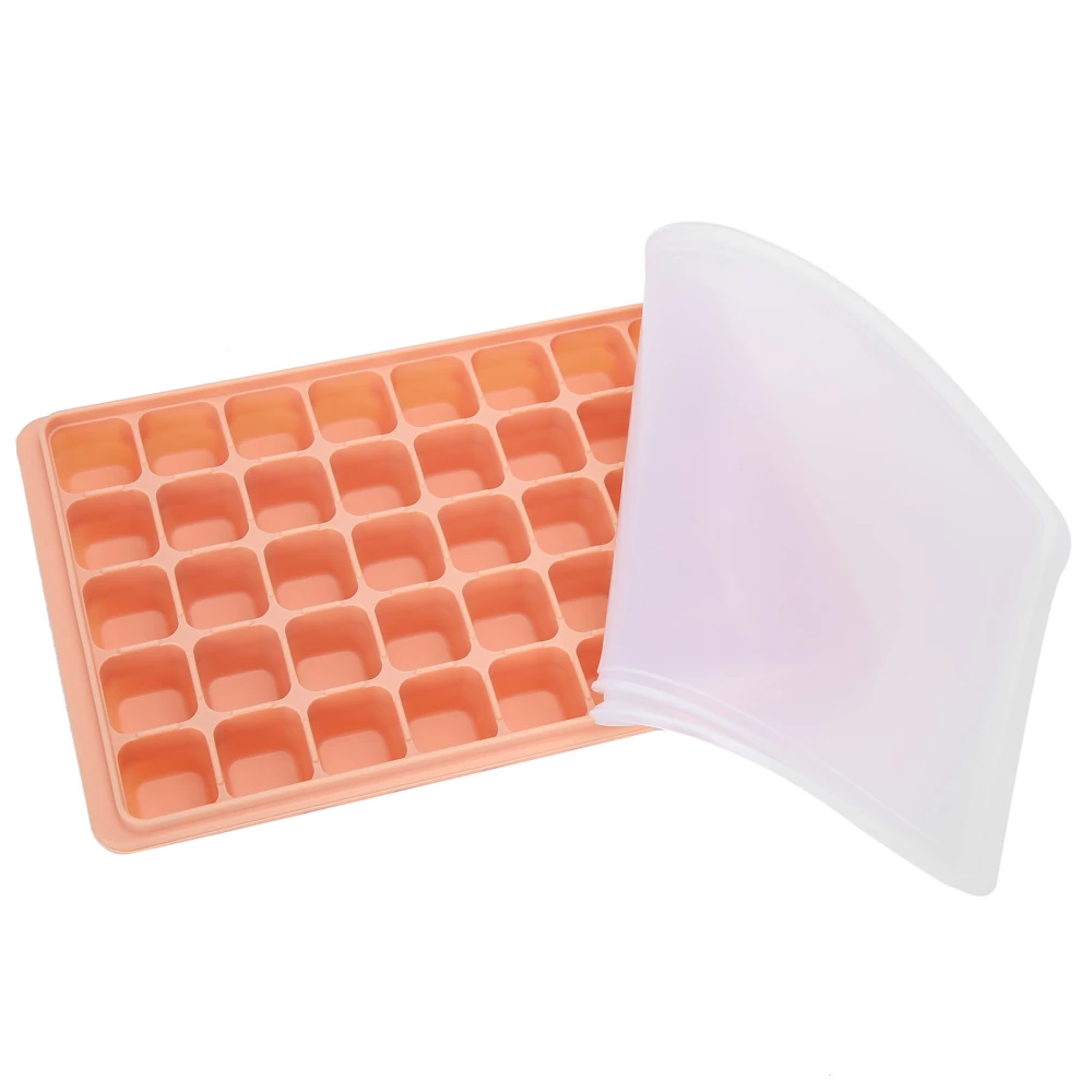 Ice Cubes Tray Molds Reusable 40 Cavity Silicone Ice Cubes Molds with Covers for Home KitchenOrange