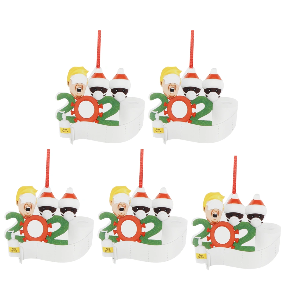 5pcs Silicone Snowman Christmas Tree Pendant DIY Cute Christmas Ornament DecorationBlack+Black