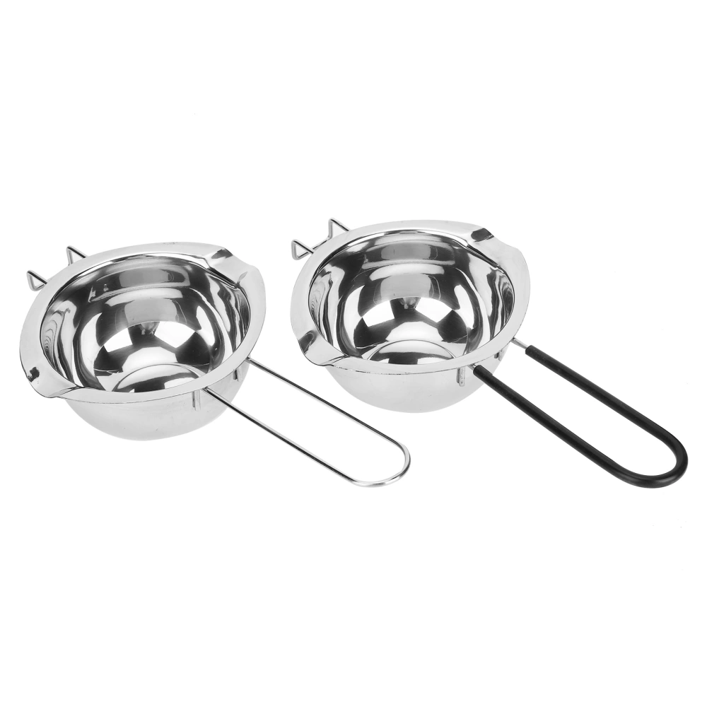 2PCS 400ml Stainless Steel Melting Pot Cookware Tool for Butter Chocolate Cheese Kitchen Supplies(Silver Black )