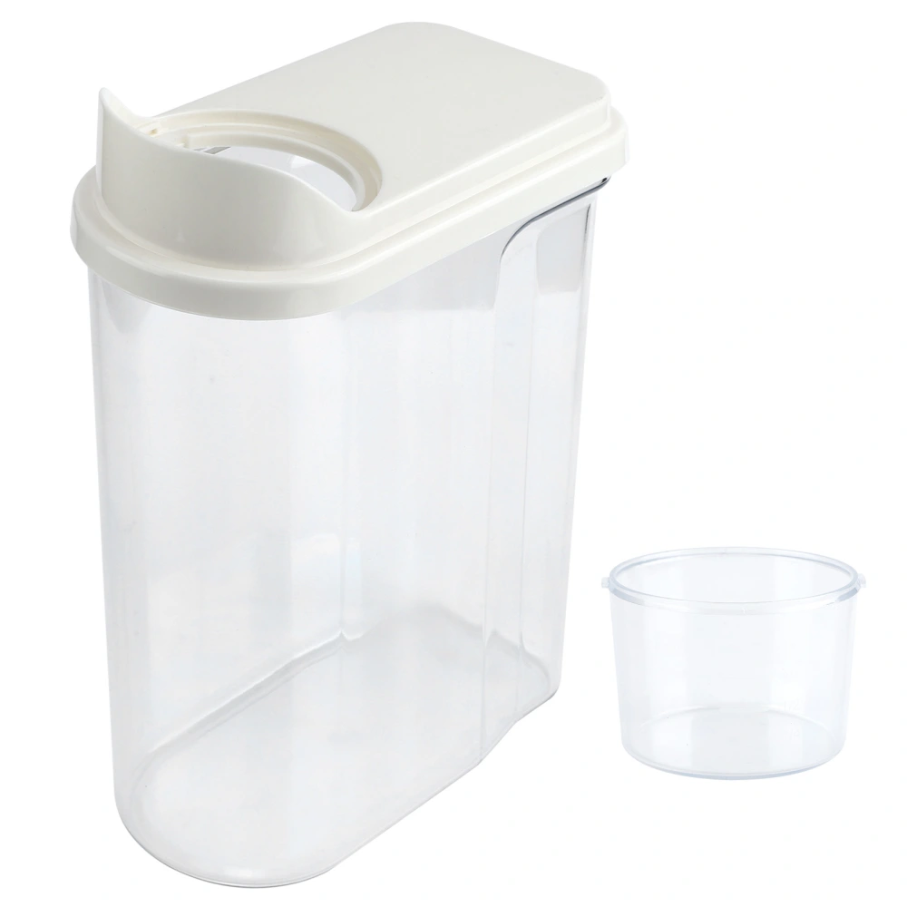 2.5L Waterproof Sealed Food Grain Storage Container Jar Transparent Cereal DispenserWhite