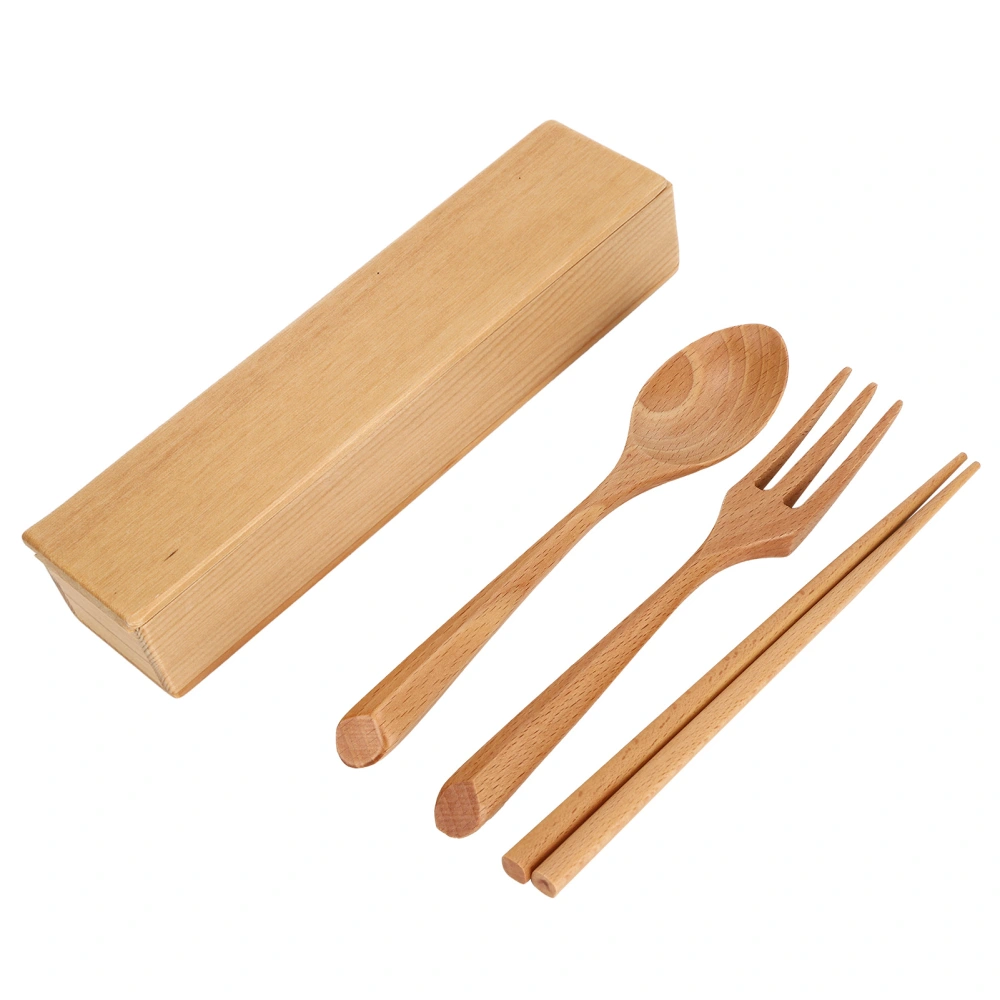 Portable Dinnerware Set Reusable Tableware Wooden Spoon Chopsticks Fork for Travelling Camping