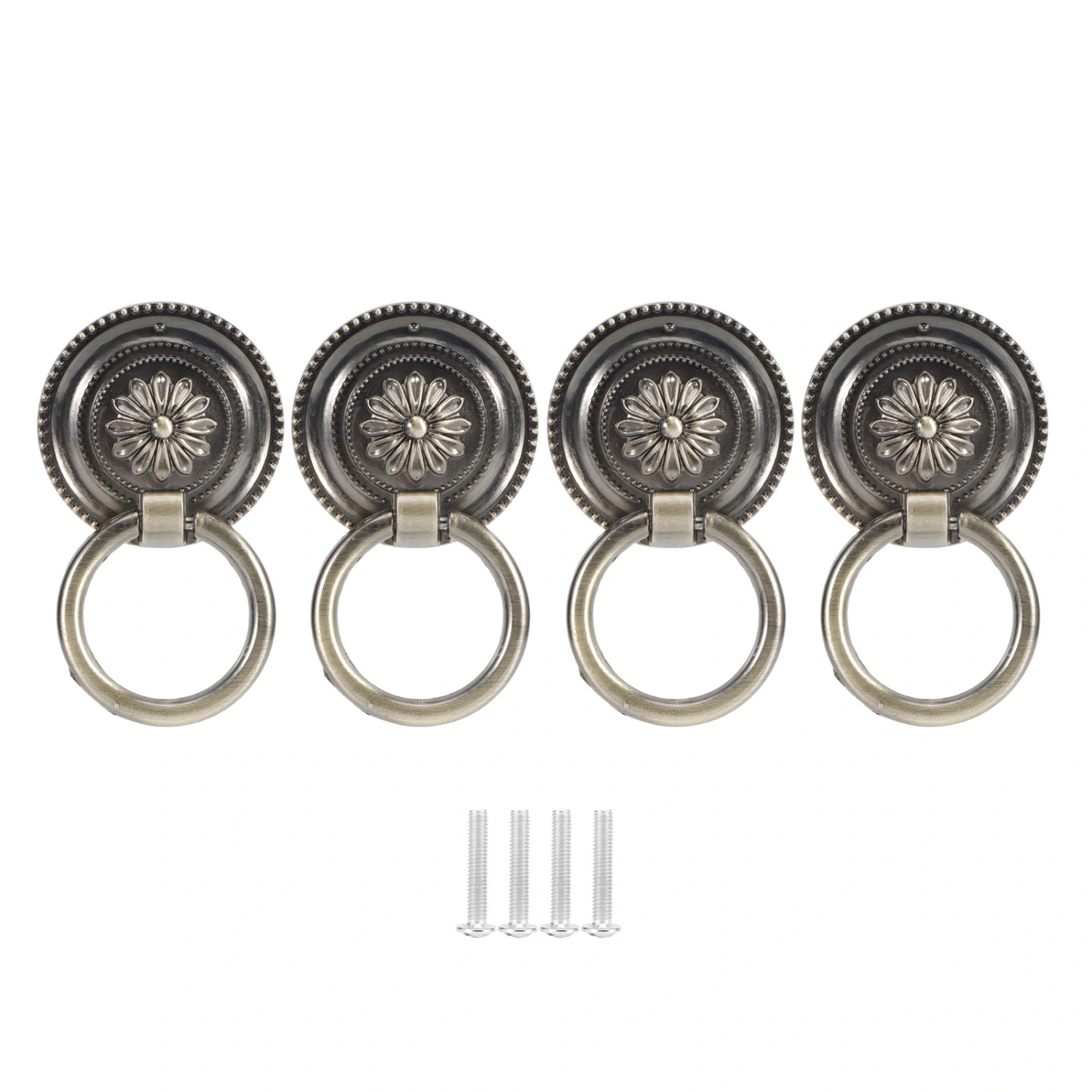 4Pcs Door Ring Knocker Antique Zinc Alloy Drawer Closet Cabinet Handles Hardware FittingBronze