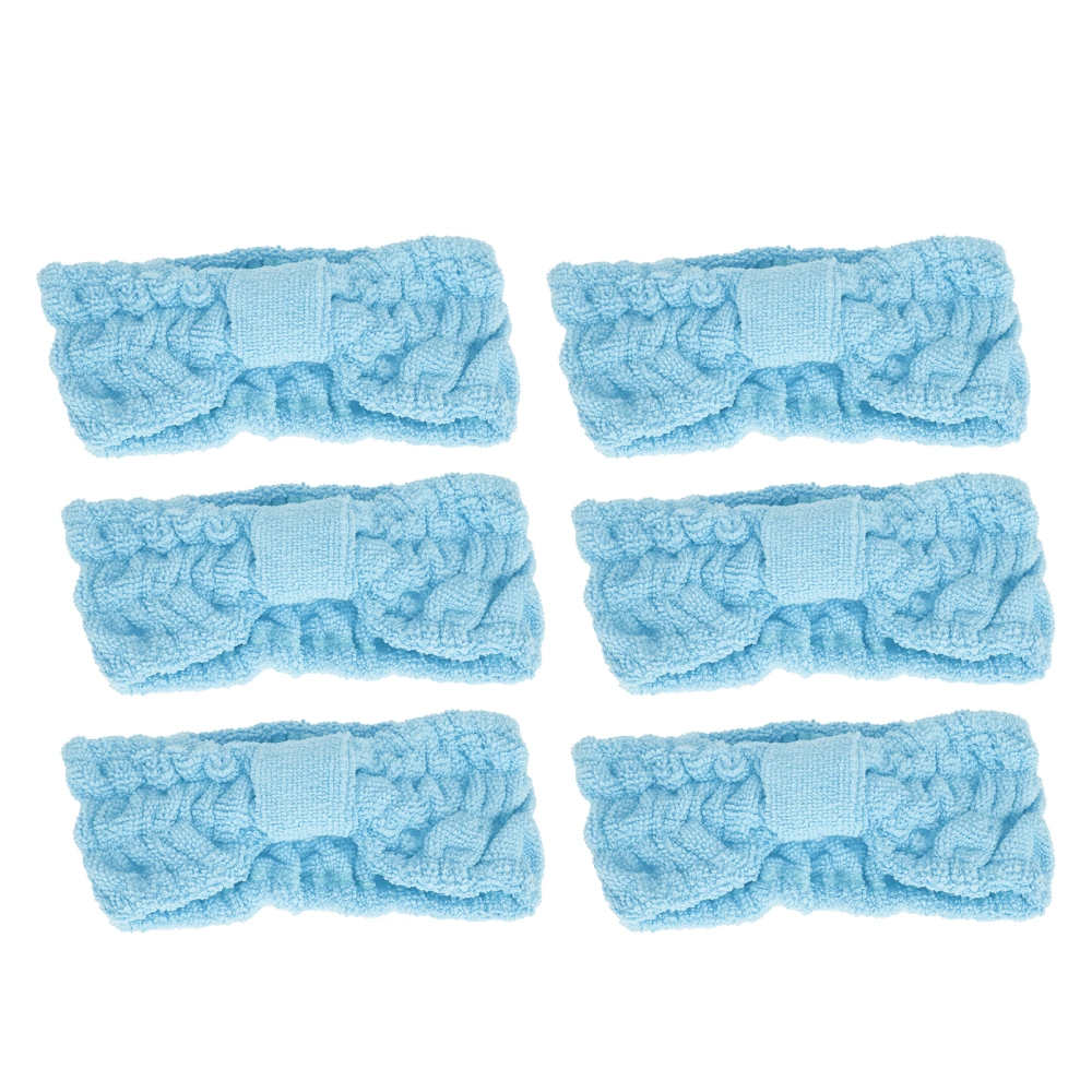 6PCS Microfiber Headbands Soft Elastic Bowknot Hair Bands for Makeup Face Washing Sports SuppliesLight Blue