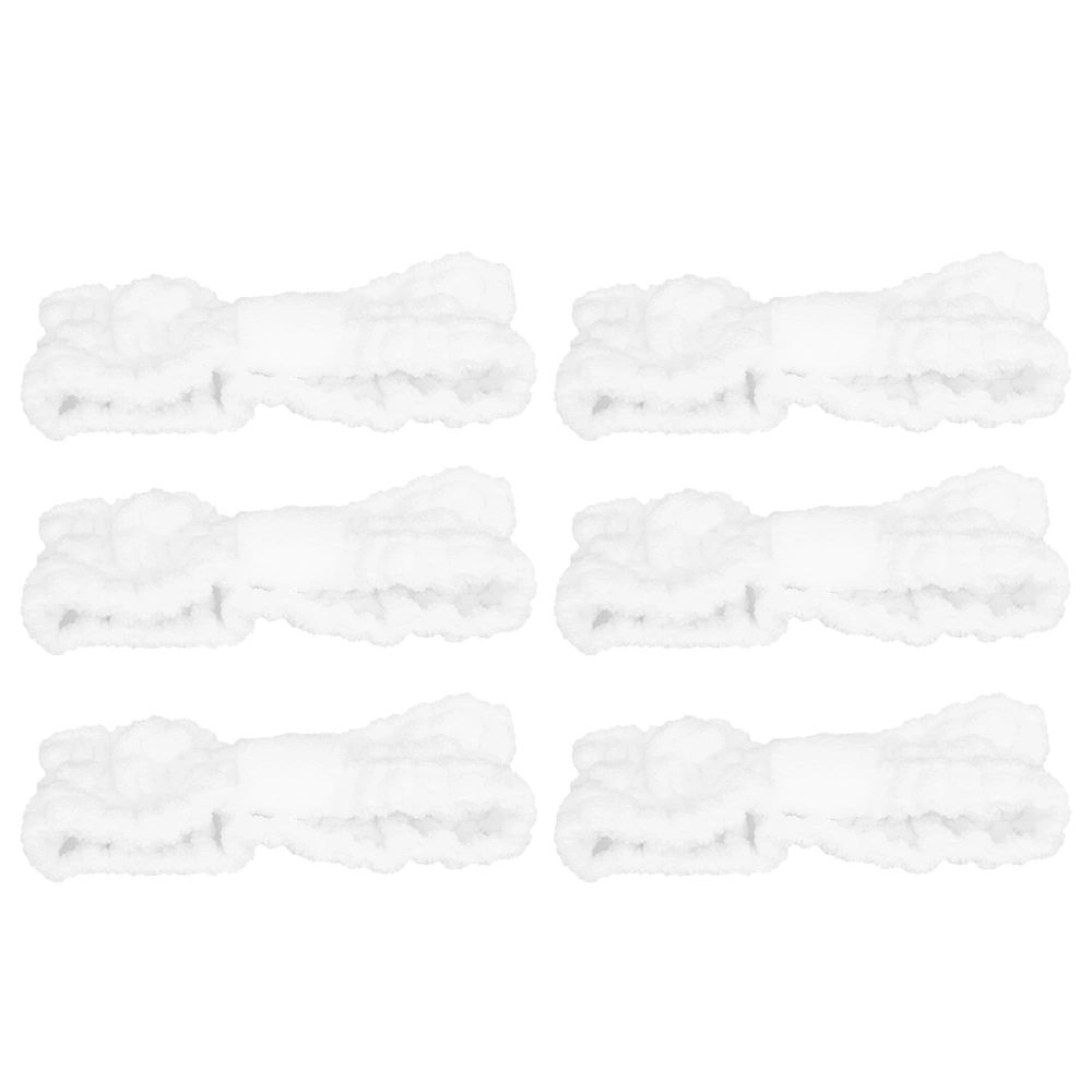 6PCS Microfiber Headbands Soft Elastic Bowknot Hair Bands for Makeup Face Washing Sports SuppliesWhite