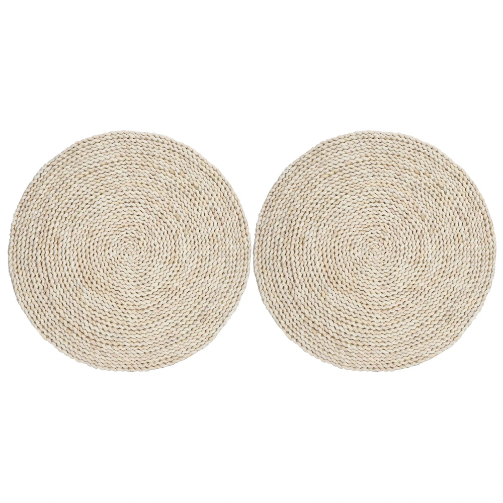 2Pcs Hand-Made Round Tatami Cushion Bay Window Pouf for Yoga Zen Tea Ceremony Decoration