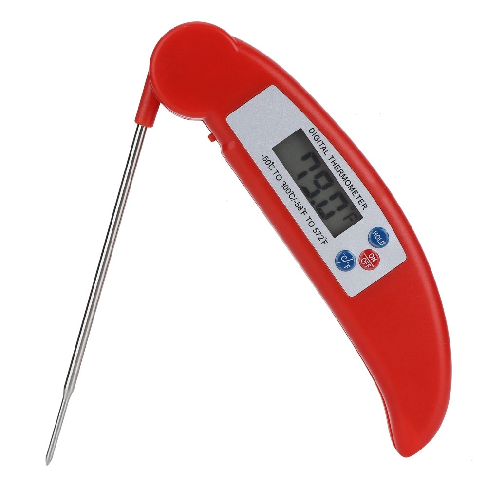 Red Folding Food Thermometer Portable High‑Accuracy LCD Digital Cooking Temperature Meter