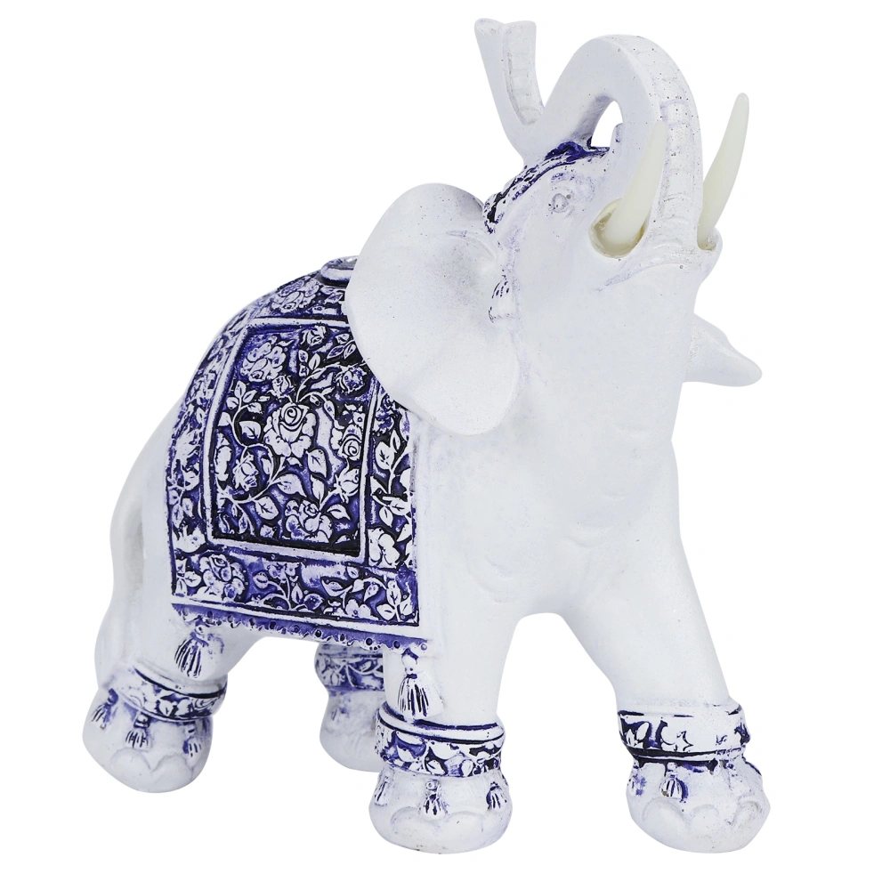 Household Resin Animal Figurine Simulation Cute Animal Statue Home Decoration OrnamentBlue and White Porcelain L (16220)