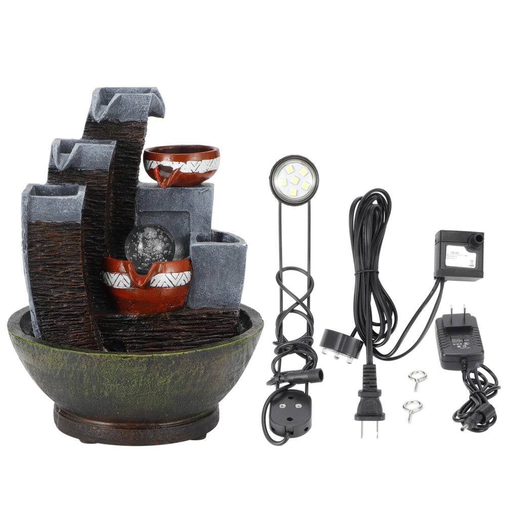 LED Waterfall Desktop Fountain with Light for Indoor Office Bedroom Desk Decor US Plug 85‑265V