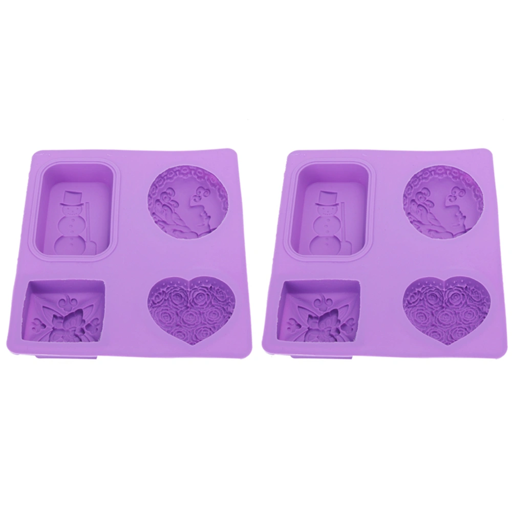 2Pcs Silicone Soap Mold 4‑Grids DIY Hand‑Made Cupcake Baking Mould Heat‑Resistant