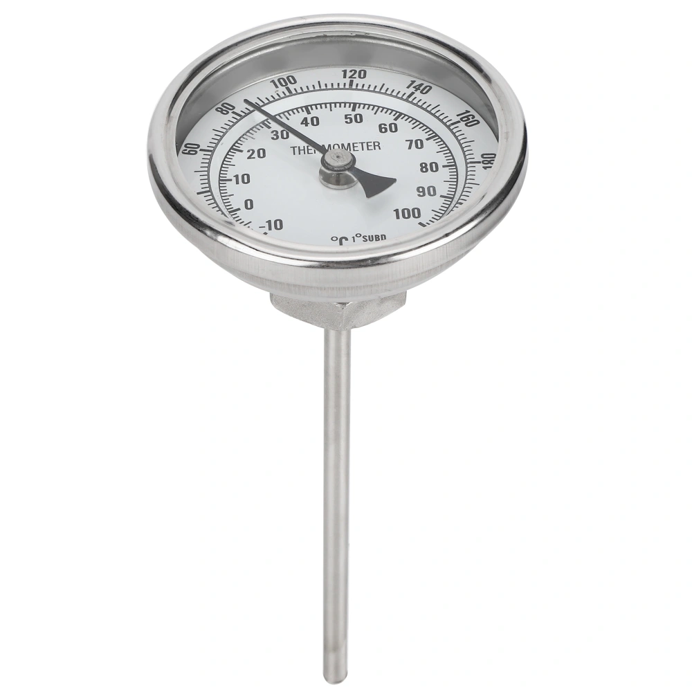 1/2 NPT Thread Stainless Steel Dial Thermometer Homebrew Kettle Thermometer 0‑220℉ /‑10‑100℃