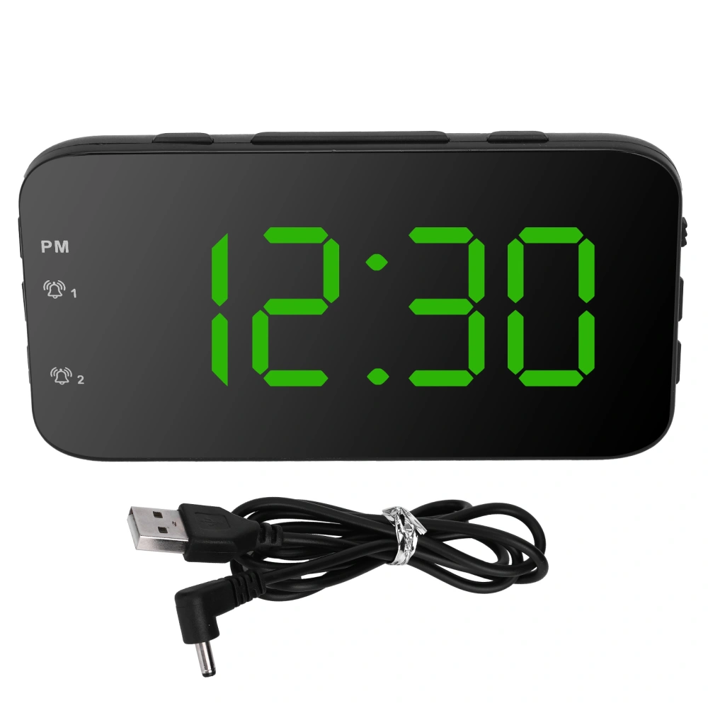 LED Digital Alarm Clock Portable Desk Clock with Snooze for Bedroom Home TravelGreen