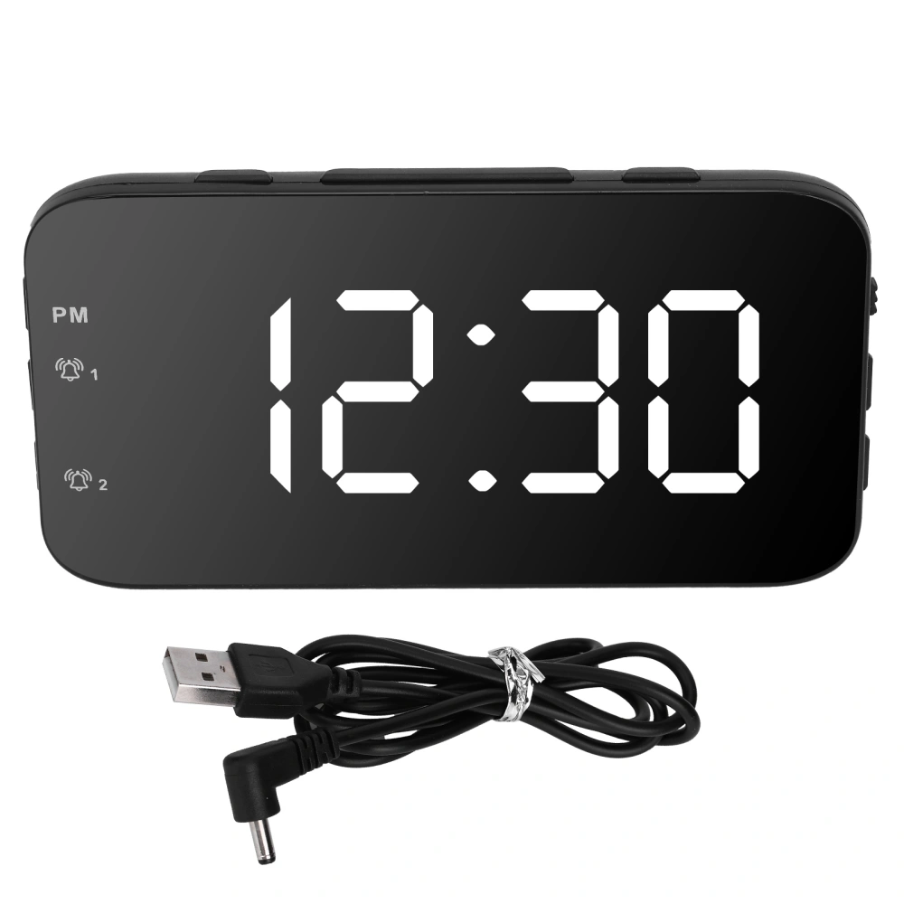 LED Digital Alarm Clock Portable Desk Clock with Snooze for Bedroom Home TravelWhite