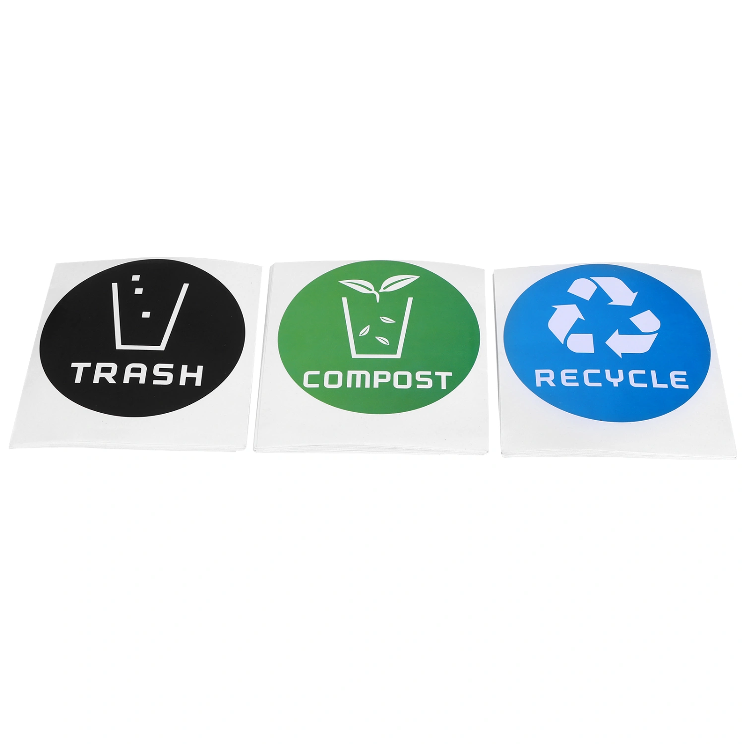 60Pcs/Set Round Recycle Trash Compost Sticker Decal for Trash Cans Garbage Containers Recycle Bins