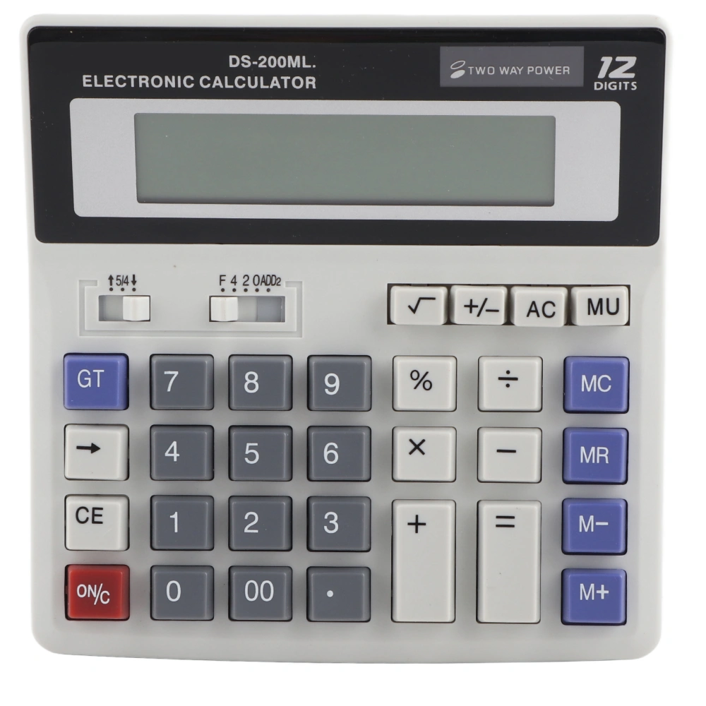 Solar Powered Calculator LCD Screen Basic Office Standard Function Calculator 12 Digit