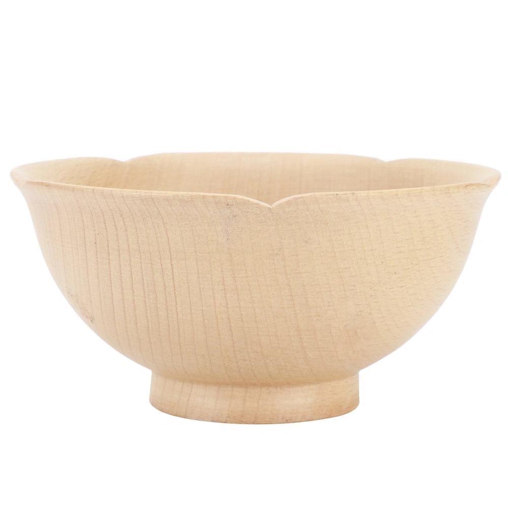 Round Heat Insulation Wood Rice Bowl Anti-Hot Food Spice Condiments Container Tableware Kitchen AccessoryFlower Side Bowl