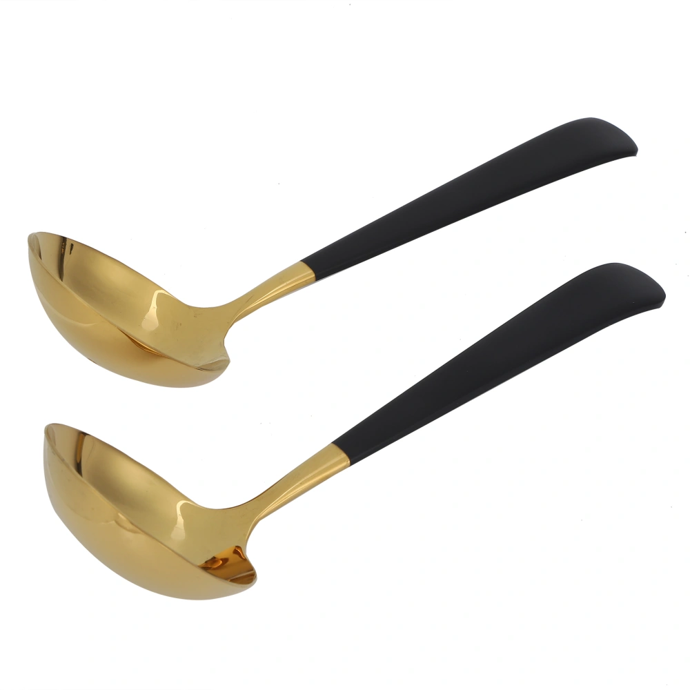 2PCS Stainless Steel Soup Spoon Slotted Spoon Skimmer Cutlery Tableware Sets Kitchen UtensilBlack Gold