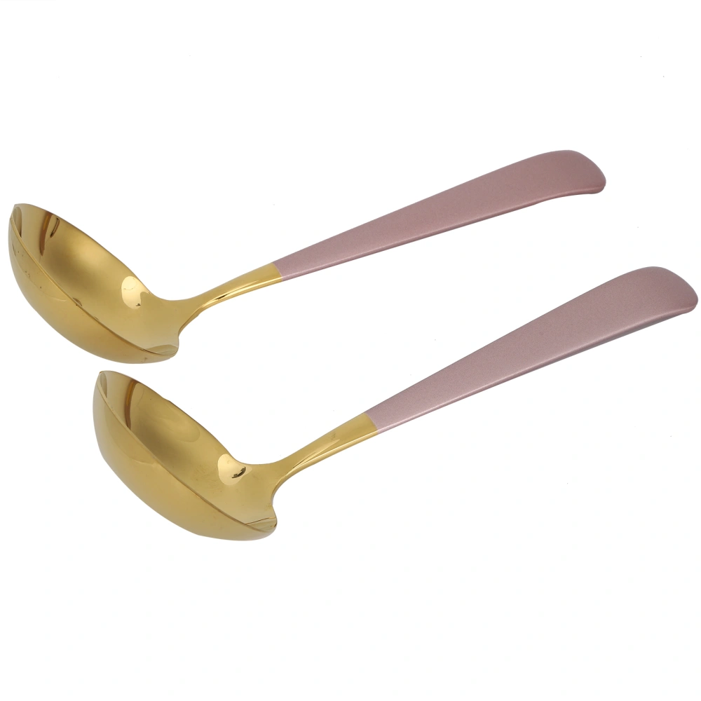 2PCS Stainless Steel Soup Spoon Slotted Spoon Skimmer Cutlery Tableware Sets Kitchen UtensilPink Gold