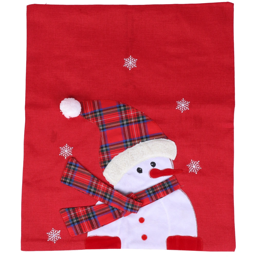 Christmas Snowman Pattern Chair Back Covers for Dining Room Home Holiday Party Family GatheringNose Right