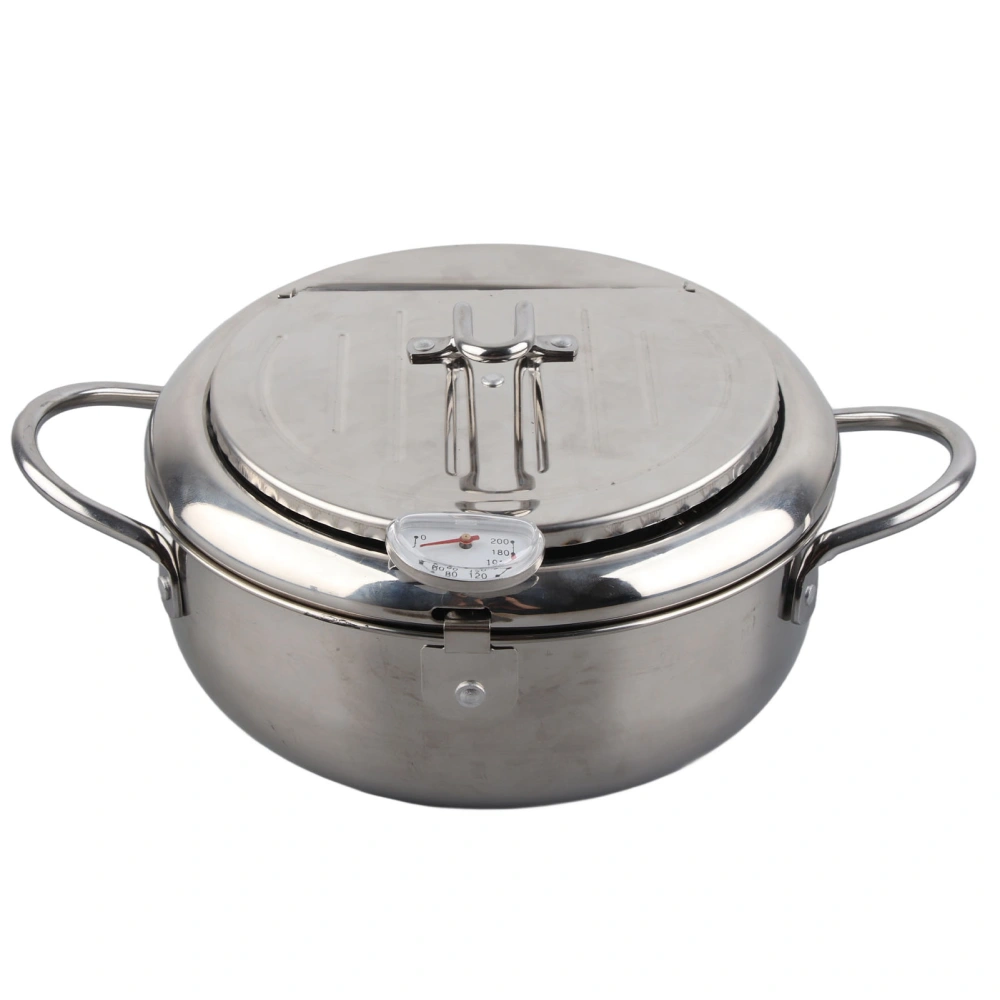 Japanese Style Mini Stainless Steel Frying Pot with Thermometer Induction Cooker CompatibleS 20cm