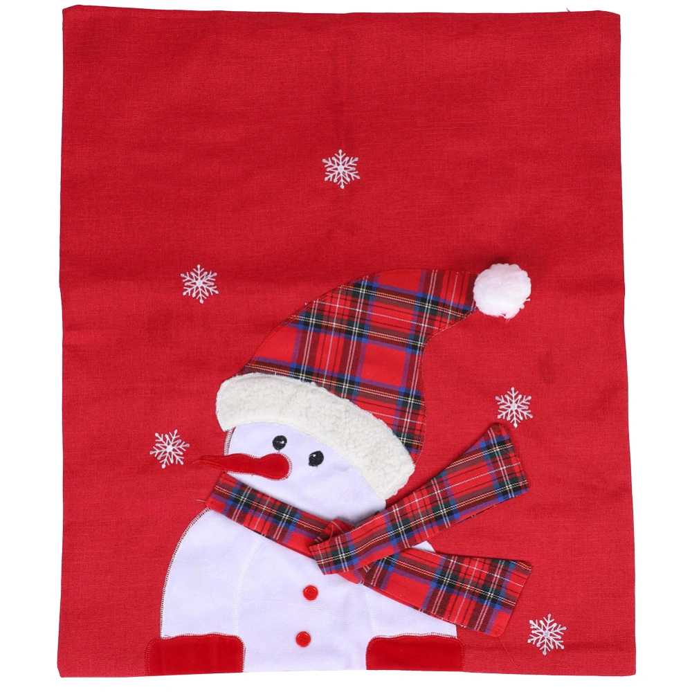 Christmas Snowman Pattern Chair Back Covers for Dining Room Home Holiday Party Family GatheringNose Left