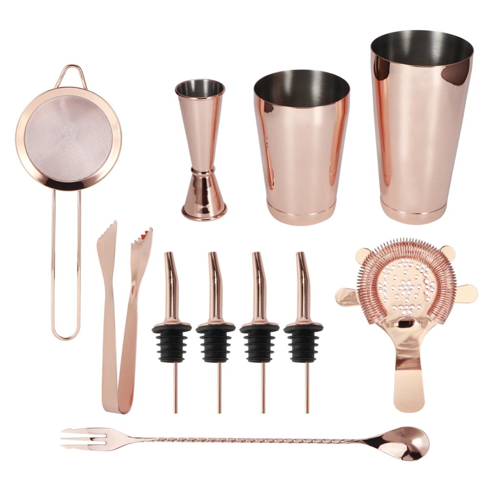 11Pcs/Set Multifunction Stainless Steel Cocktail Shaker Tools Set Bar Bartender SuppliesRose Gold