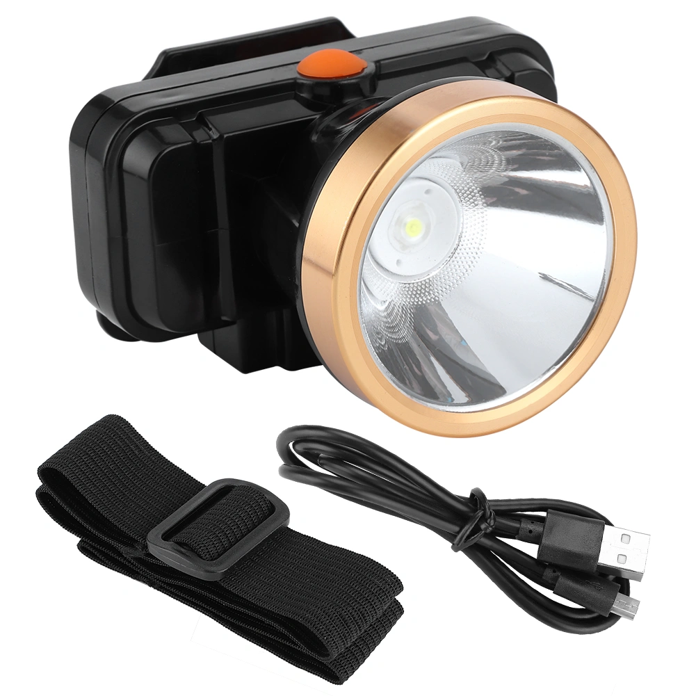 LED 3 Lighting Modes Spotlights USB Charging IPX4 Flashlight HeadMounted for Adventure Camping Fishing Mining