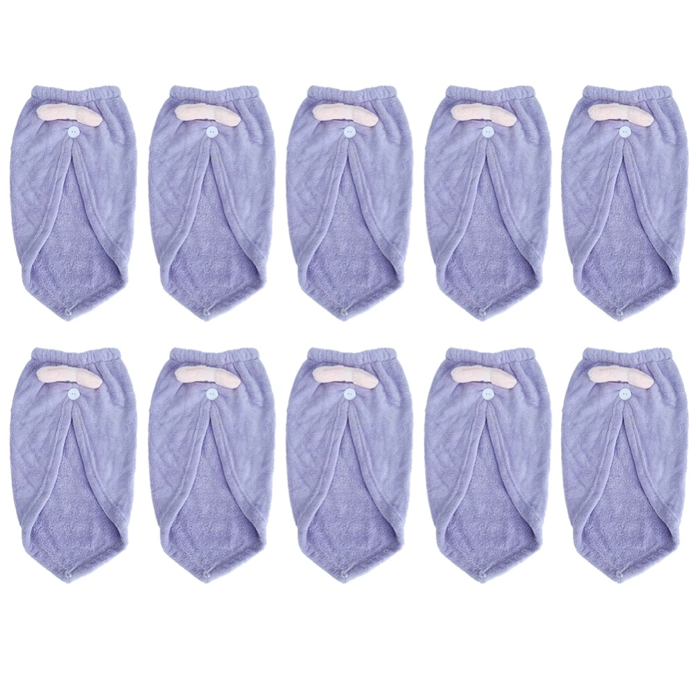 10pcs Hair Towel Wrap Microfibre Thicken Shower Hair Drying Towel Bath Wrapped CapsLight Purple