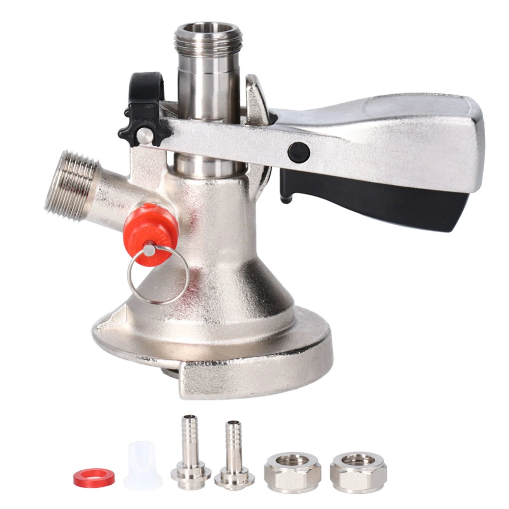 G5/8 A Type Stainless Steel Beer Keg Tap Distributor Coupler with Relief Valve Brewing Accessory