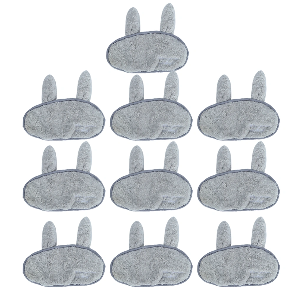 10Pcs Coral Fleece Cute Rabbit‑Shaped Eye Patch Blinder Sleeping Rest Eyeshade for Girls WomenGray