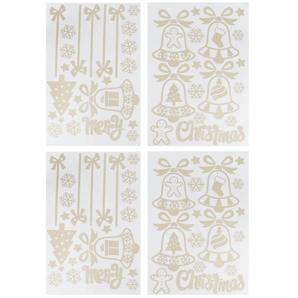 2 Set Christmas Decorative Stickers Bell Snowflake Decals for Window Glass Door Shop Showcase