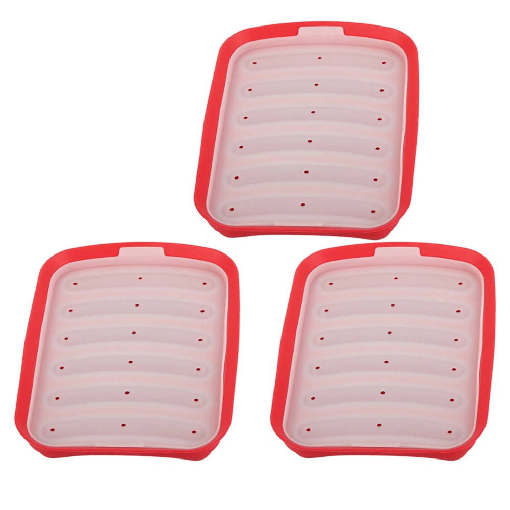 3PCS Sausage Hot Dogs Silicone Mold DIY Ham Making Mould Baby Food Supplement Baking ToolsRed