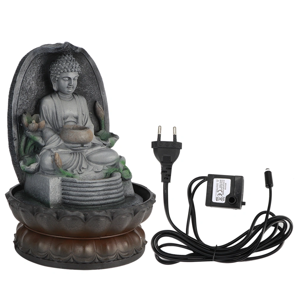 Unique LED Buddha Water Fountain Ornament Resin Art Crafts for Desktop Tea Room DecorationEU Plug 220V