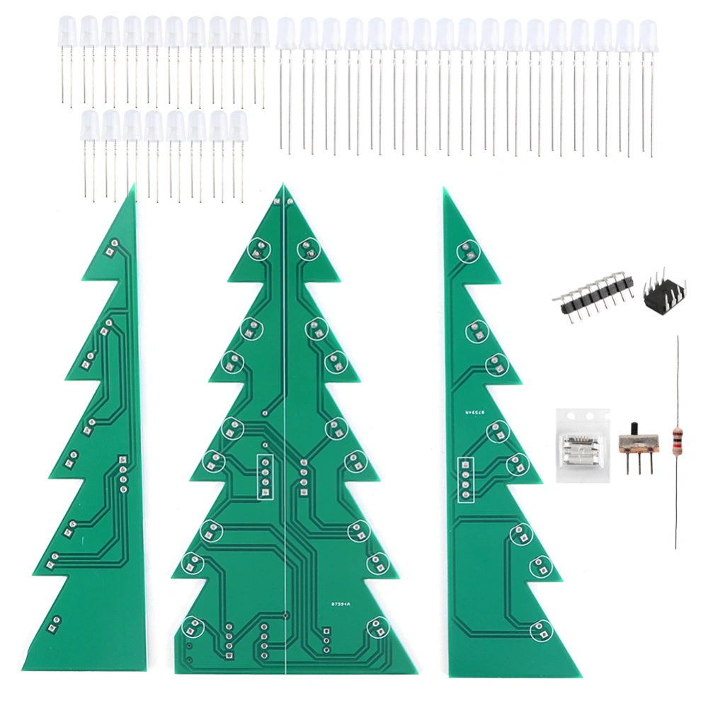 3&#8209;Dimensional Printed Circuit Board Module Christmas Tree LED DIY Kit with 3 Light Color