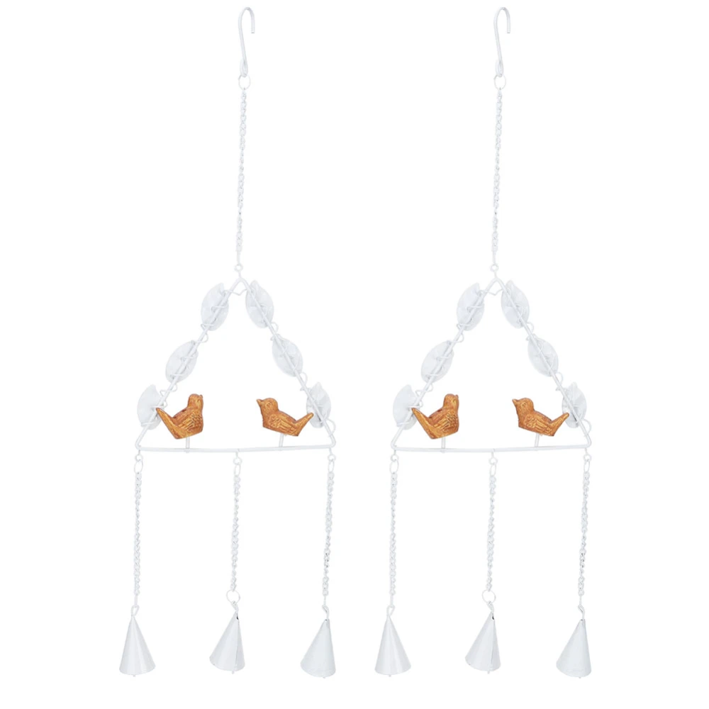 2Pcs Innovative Hanging Iron Wind Chimes Windbell Art Crafts for Door Window Garden Yard DecorWhite Triangular‑Shaped