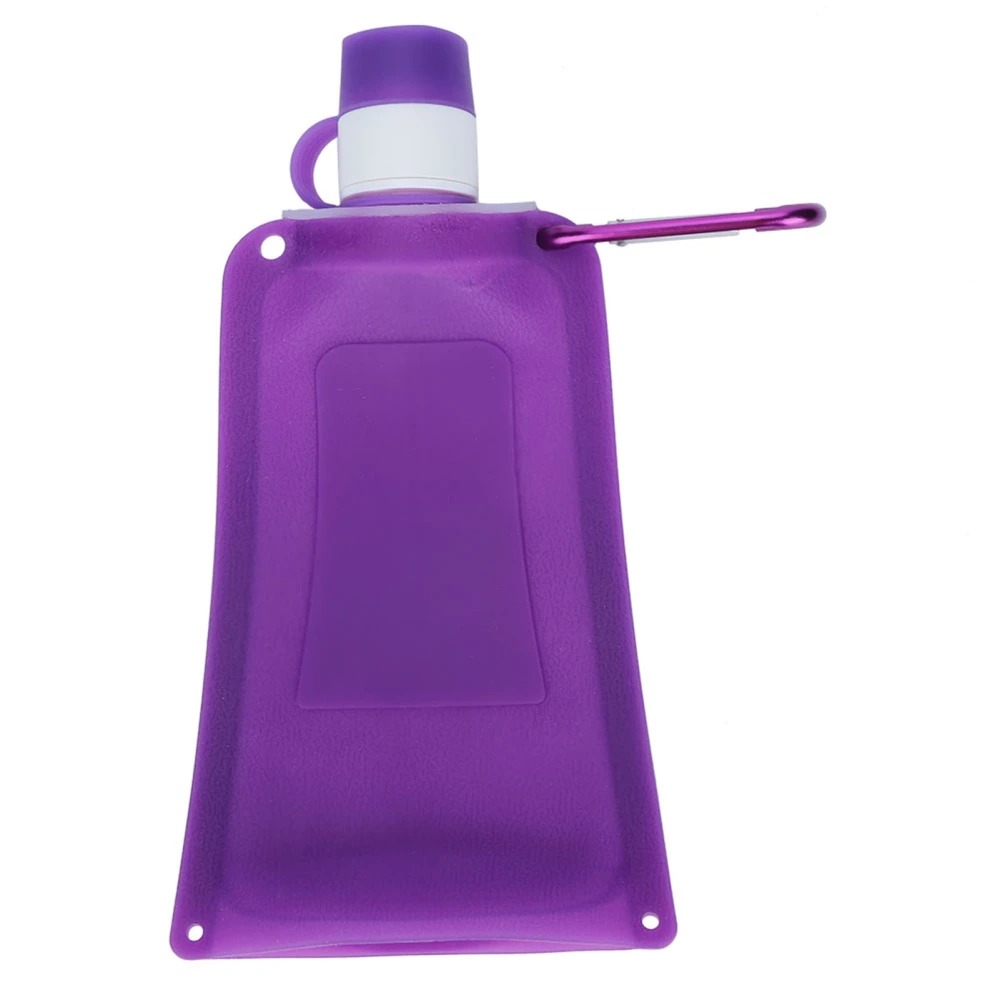 500ml Portable Foldable Water Bottles Collapsible Silicone Water Pouch for Outdoor Travel Camping CyclingPurple